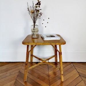 Table basse en rotin vintage