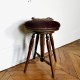 Tabouret pivotant ancien velours pourpre 1