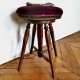 Tabouret pivotant ancien velours orange