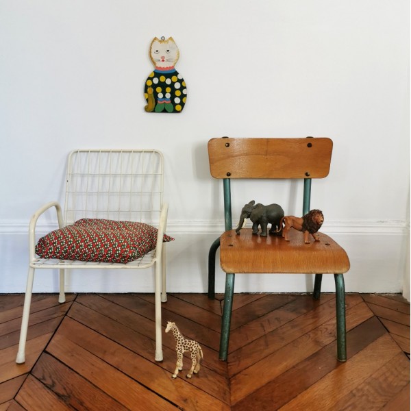 Chaise écolier pour enfant en bois et métal (Blanc)