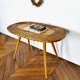 Table vintage bois et rotin 1