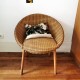 Fauteuil en raphia vintage