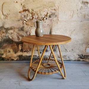 Table basse ronde en rotin