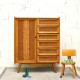 Armoire penderie en bois et rotin 1