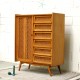 Armoire penderie en bois et rotin