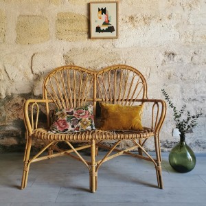 Banquette en rotin vintage 