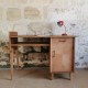 Bureau asymétrique vintage en chêne et stratifié 