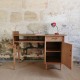 Bureau asymétrique vintage en chêne et stratifié 