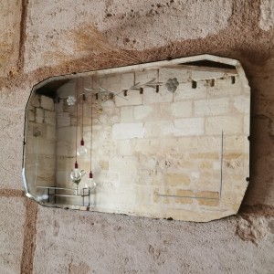 Miroir biseauté et gravé ancien