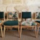 Ensemble de 4 chaises vintage en hêtre retapissées 