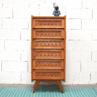 Wood and rattan chiffonier