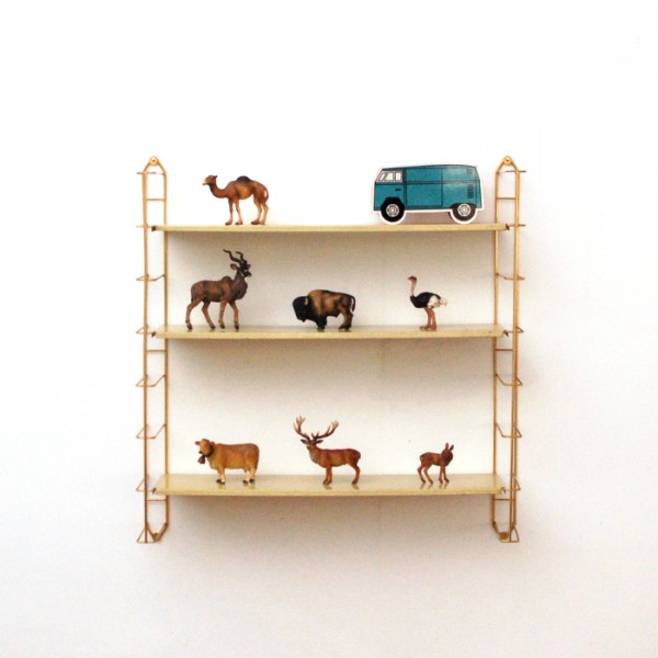 etagere bois cuivre