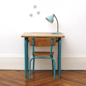 Bureau et chaise années 50 teal