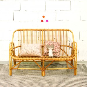 Banquette en rotin vintage 1