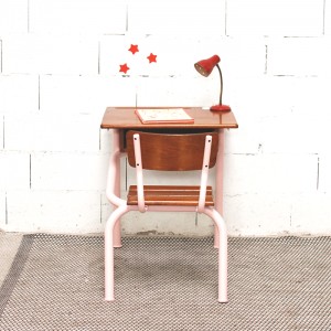 Bureau et chaise d'écolier rose Angie