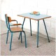 Bureau formica bleu et son fauteuil Marine Blue