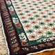 Tapis ancien motif rose et vert