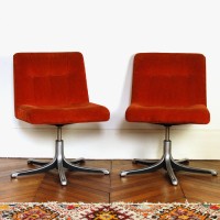 Paire de fauteuils 70's orange