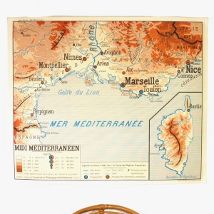 Carte murale midi Méditerranéen et Bassin Aquitain