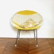 Fauteuil scoubidou jaune et blanc 2