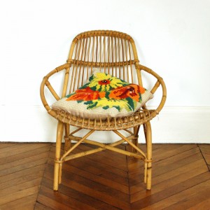 Fauteuil en rotin vintage 1