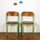 Petites chaises d'école vert métallisé 2