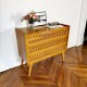 Commode en bois et rotin vintage