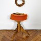 Tabouret pivotant ancien velours orange