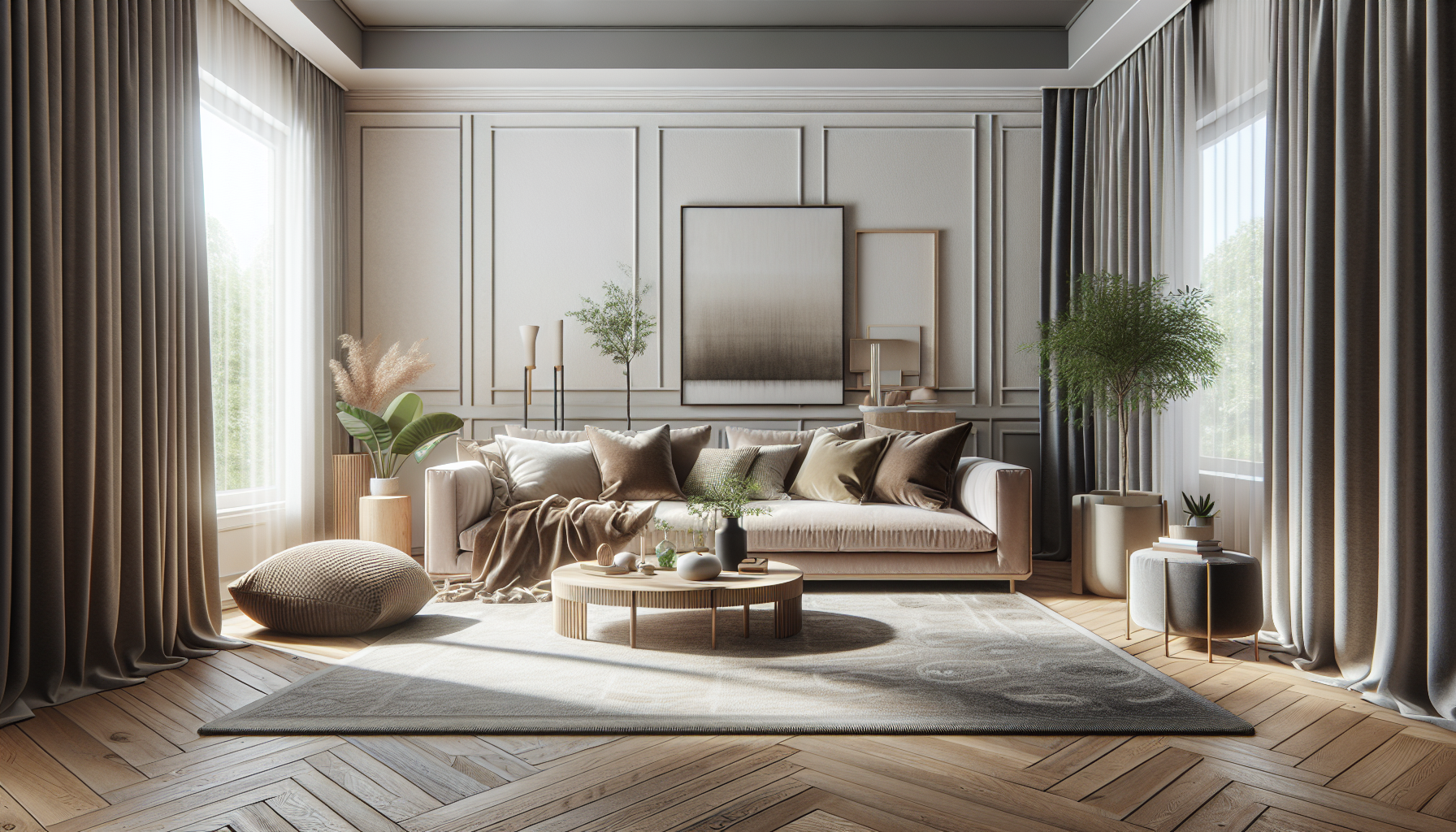 Canapé moderne et confortable dans un salon décoré avec soin en 2026