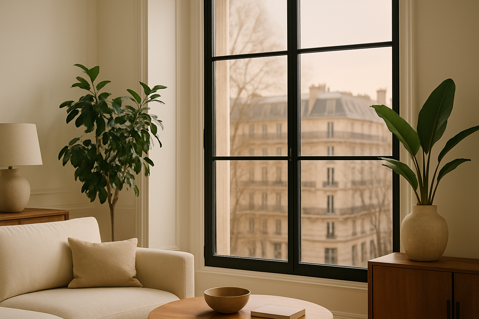 Glastint film vitrage appliqué sur une fenêtre d'intérieur moderne