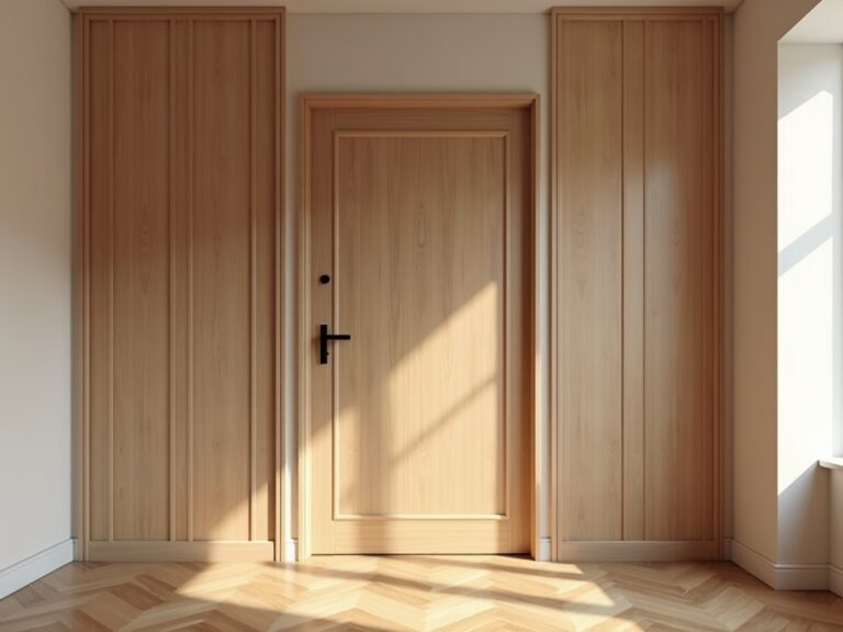porte intérieure Jeld Wen en finition chêne naturel dans un couloir moderne