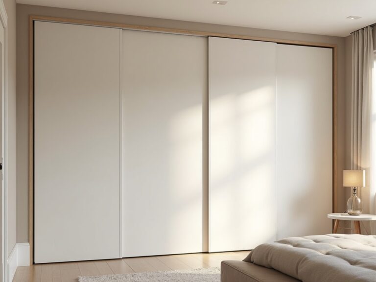 kazed porte placard coulissante bois blanc dans une chambre moderne