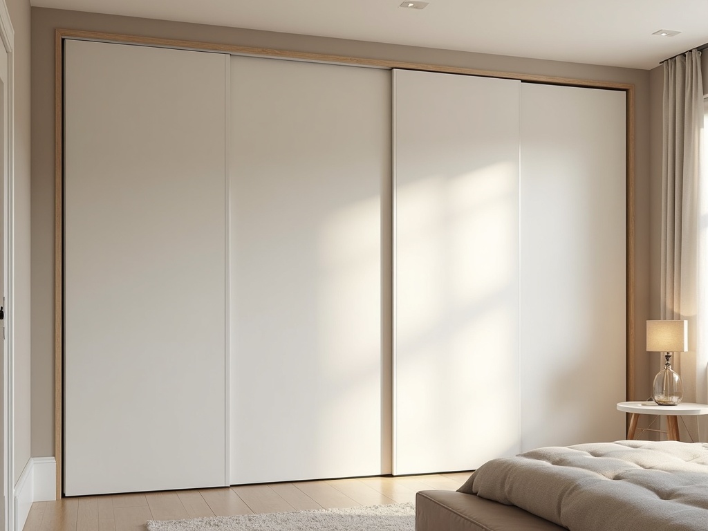 kazed porte placard coulissante bois blanc dans une chambre moderne