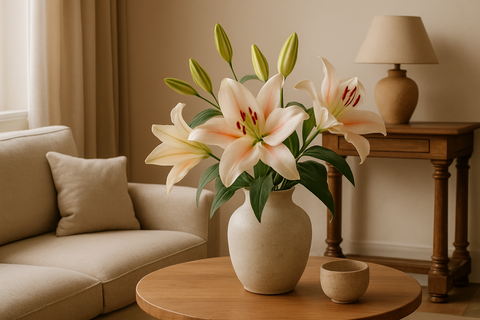 lys en fleur dans un jardin français élégant aux pétales roses et blancs