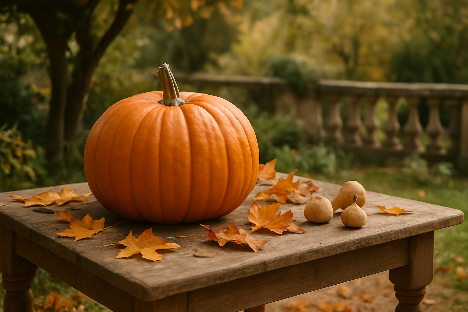 citrouille orange dans un jardin potager français en automne