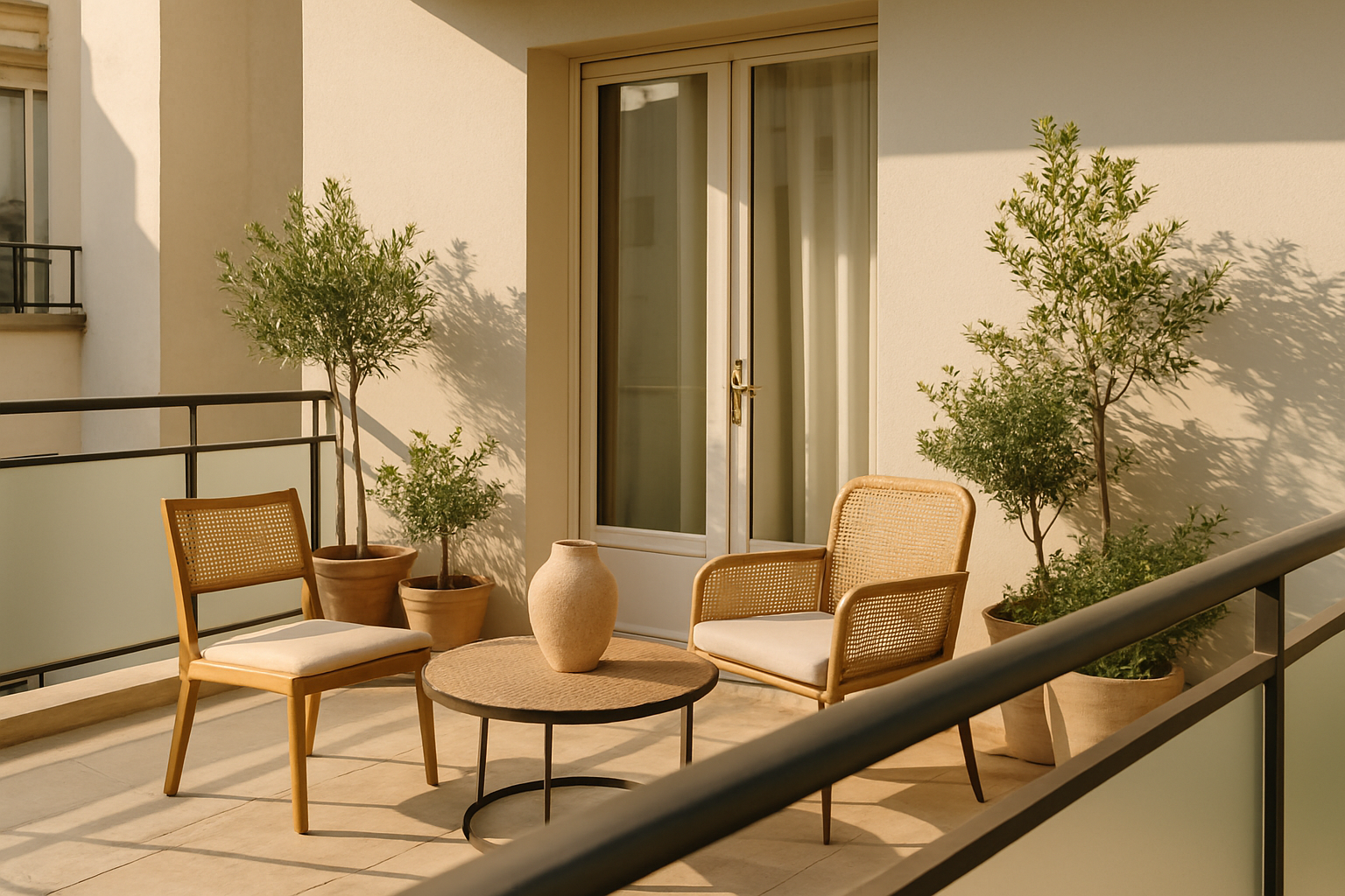 garde corps pour balcon en aluminium et verre sur un balcon moderne