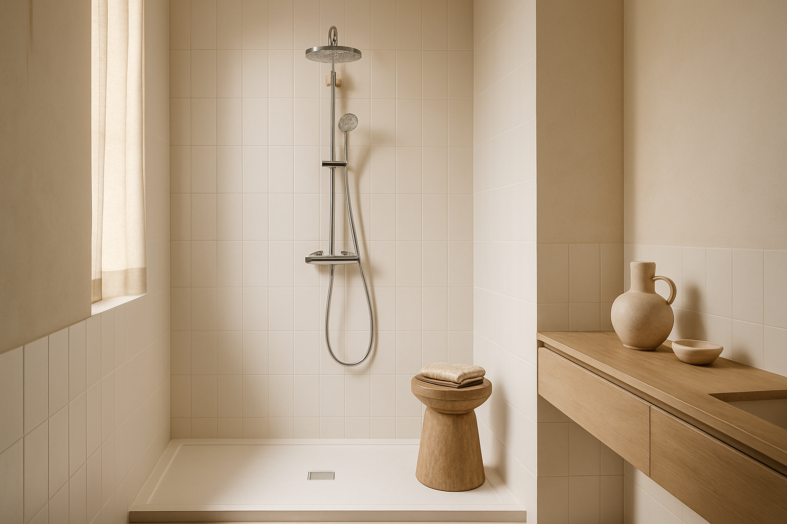 colonne de douche Triton chromée dans une salle de bain moderne